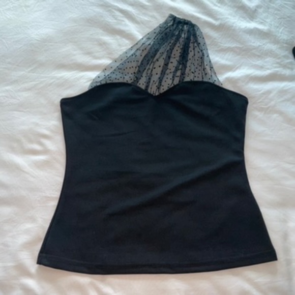 Shein black Top with Detailed Mesh Shoulder Strap - Picture 1 of 2
